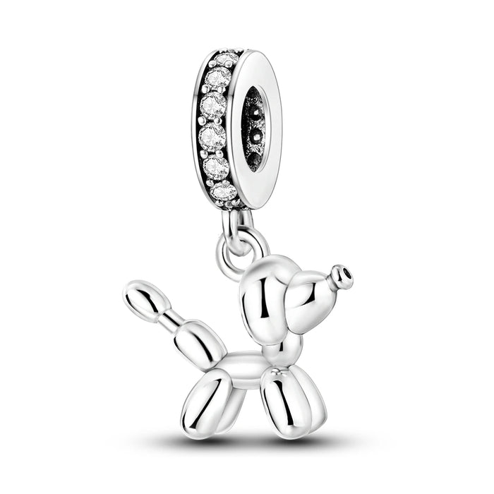 925 Sterling Silver Balloon Poodle Pendant Fits Bracelet Diy Gift For Women