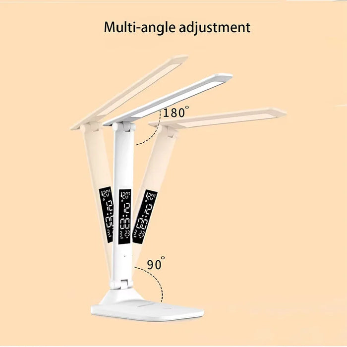 Rechargeable Led Desk Lamp With Dimmable Clock