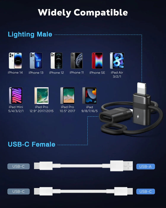 For Iphone 14 Usb C To Lightning Adapter With 36W Pd Fast Charging Not For Audio / Otg Usb-C Female To Lightning Male Adapter