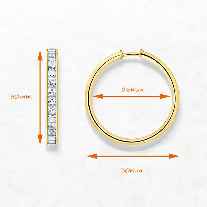 925 Sterling Silver Hinged Hoop Earrings With Zircon Stones Classic European Style For Women