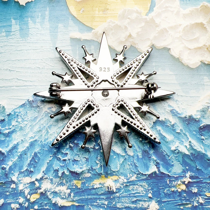 925 Sterling Silver Royal Star Brooch Trendy Gift For Women