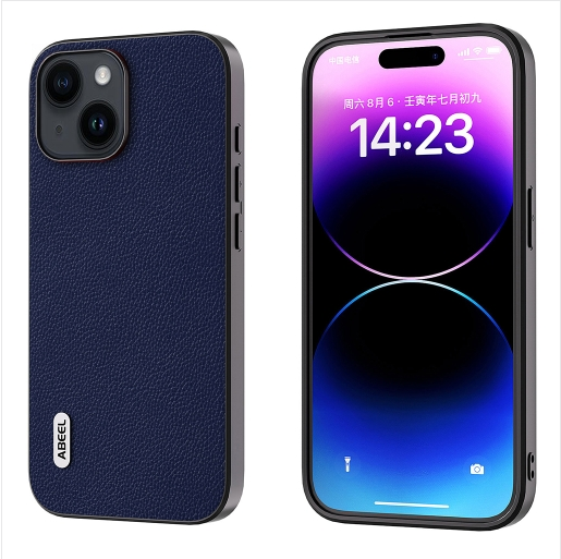 Black Leather Mino Phone Case With Edge Detail