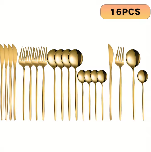 16 / 36 / 48 Piece Stainless Steel Cutlery Set Mirror Polished Dishwasher Safe