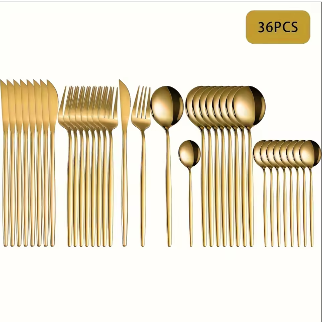 16 / 36 / 48 Piece Stainless Steel Cutlery Set Mirror Polished Dishwasher Safe