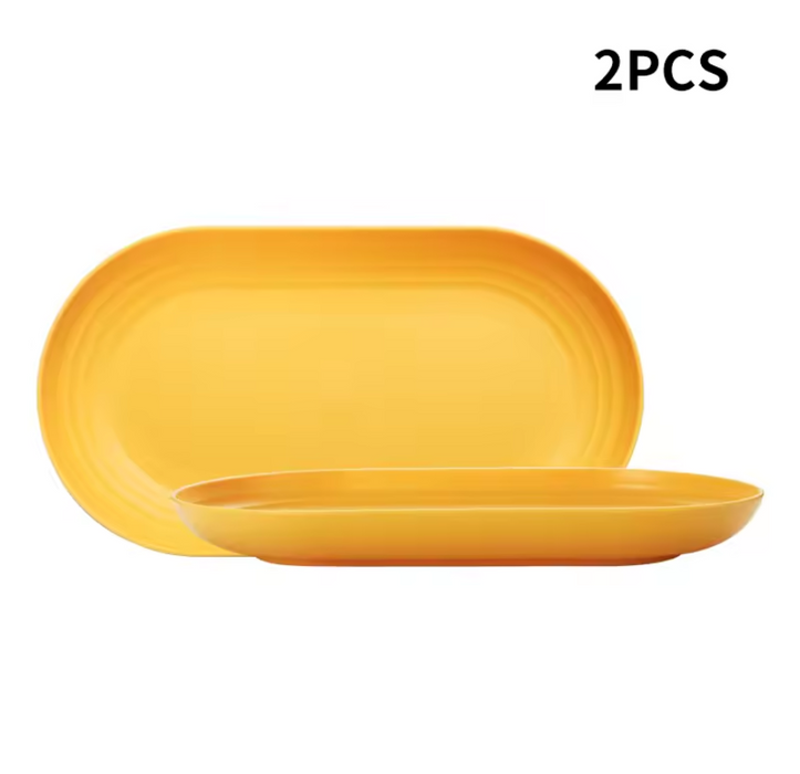 2 / 4 / 6 Piece Reusable Plastic Oval Plates For Restaurant Family Kitchen Picnic Camping