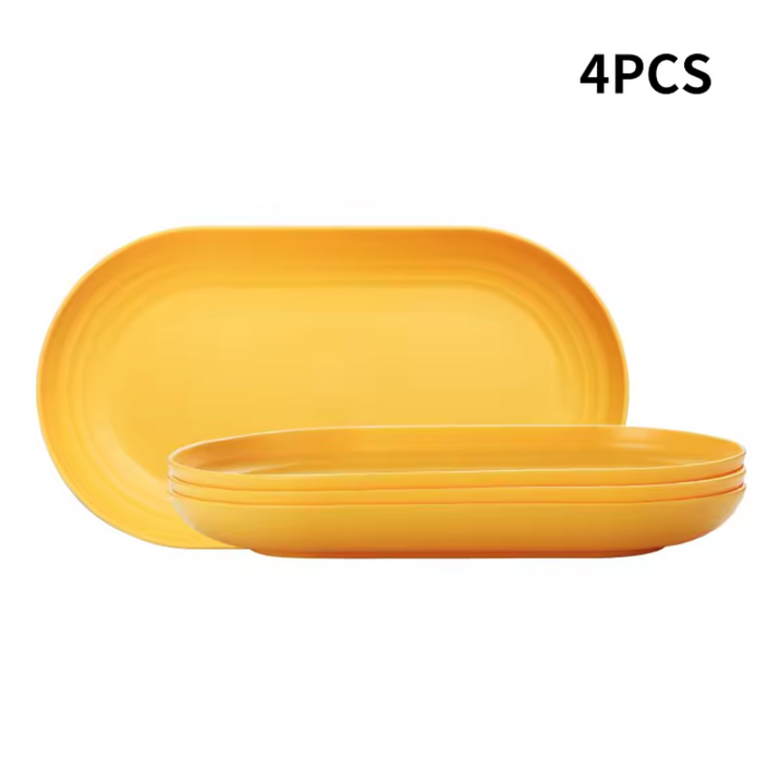 2 / 4 / 6 Piece Reusable Plastic Oval Plates For Restaurant Family Kitchen Picnic Camping