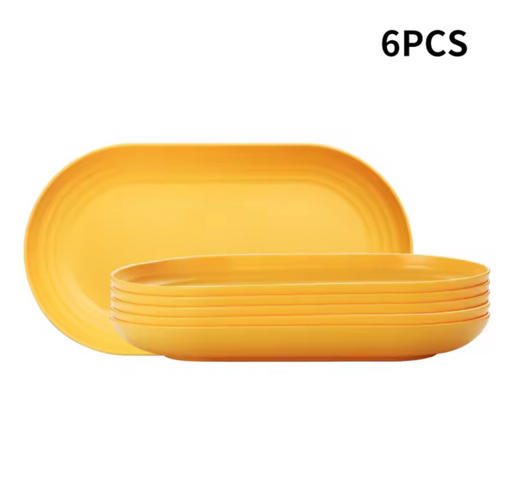 2 / 4 / 6 Piece Reusable Plastic Oval Plates For Restaurant Family Kitchen Picnic Camping
