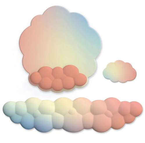 3 Piece Cloudy Gradient Memory Foam Wrist & Mouse Pad Set Blue+Gray