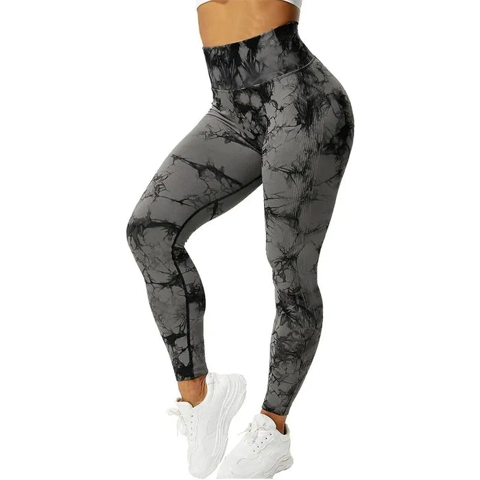 High Waist Tie Dye Yoga Leggings with Scrunch Butt Lift