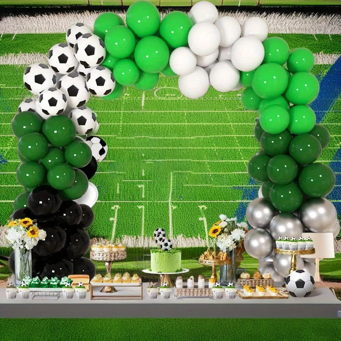 128Pcs Green Football Balloon Garland Arch Set For Football Game Sports Party Birthday Anniversary Outdoor Decoration
