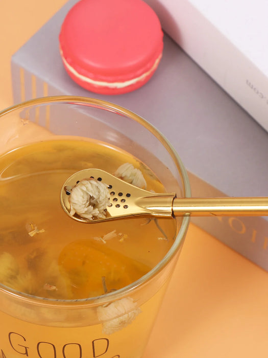 2 In 1 Stainless Steel Straw Spoon For Mixing Drinks