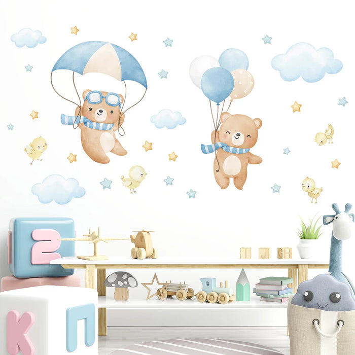 Adorable Cloud Bear Wall Sticker For Kids Room Decor