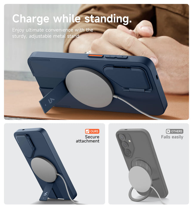 For Samsung Galaxy S25 Ultra S25+ Magnetic Shockproof Bumper Protective Case With Camera Protector Adjustable Metal Kickstand