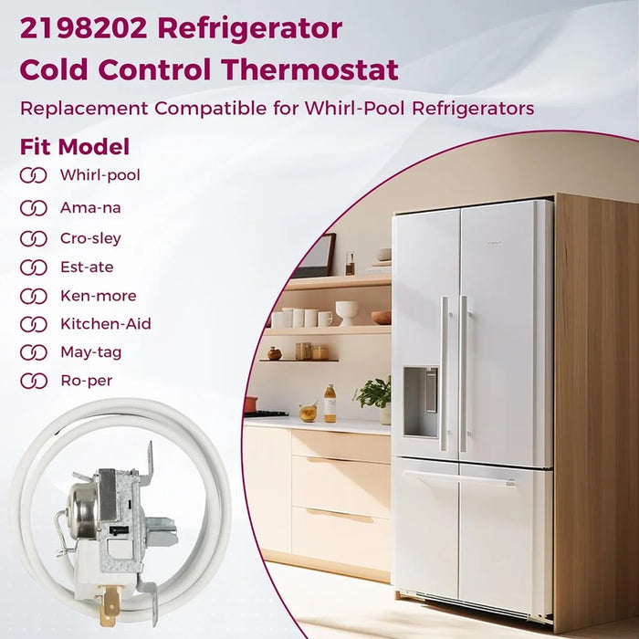 2198202 Refrigerator Cold Control Thermostat Compatible For Whirl-Pool 2161284 2198201 Ps11739232 Ap6006166 Wp2198202