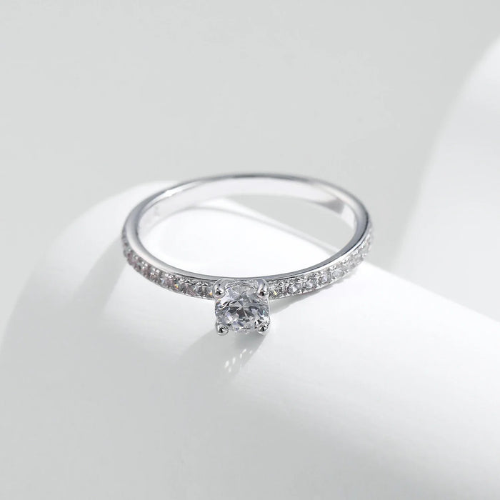 925 Sterling Silver Delicate Square Moissanite Ring In For Women