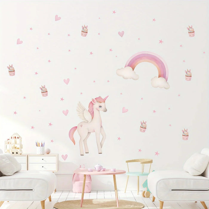 Adorable Unicorn Rainbow Wall Stickers For Bedroom Decor