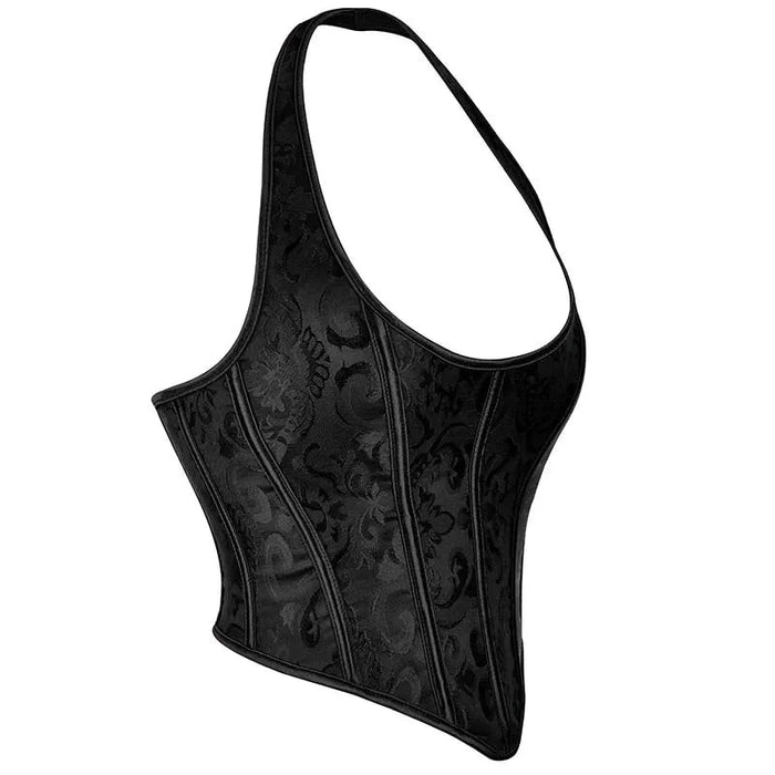 Black Corset Vest For Women Slimming Chest Binder With Halterneck