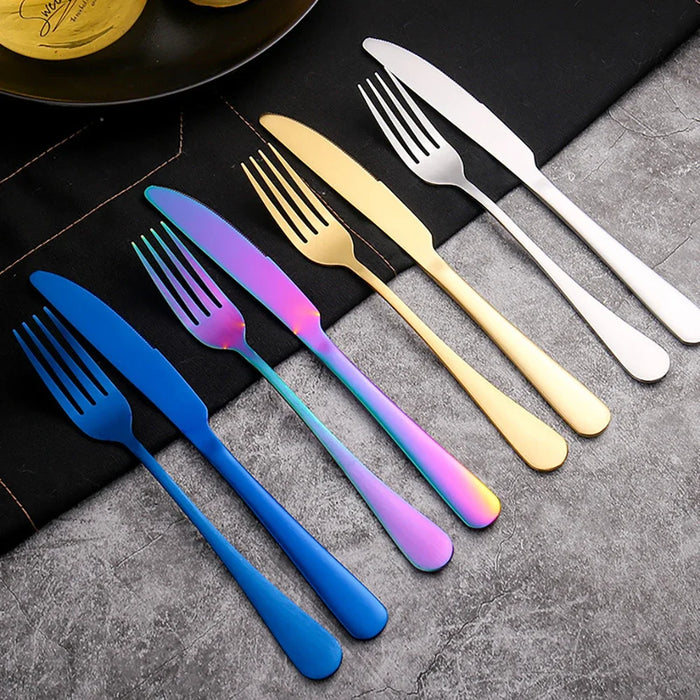 24 Piece Rainbow Stainless Steel Cutlery Set