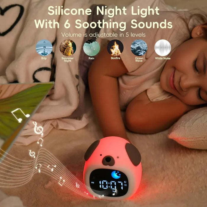 Puppy Shaped Kids' Sleep Training Clock With Night Light