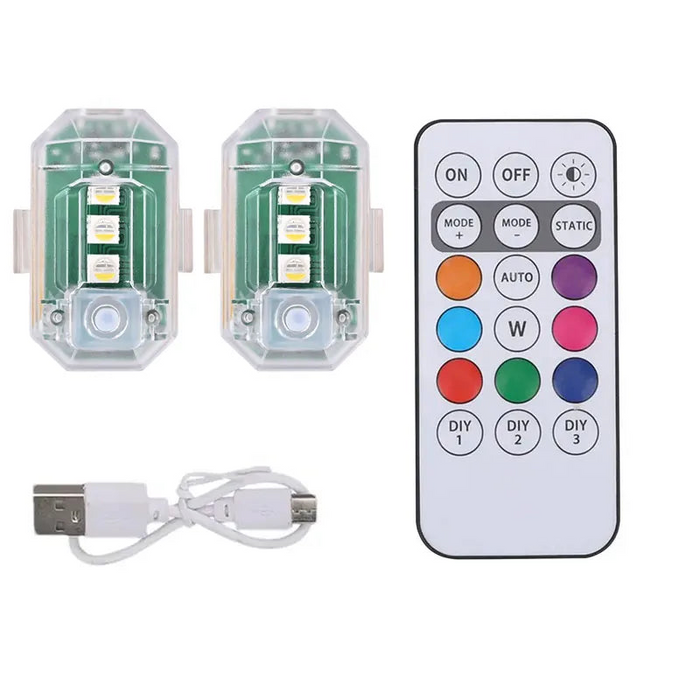 Wireless Rgb Led Strobe Lights 7 Colours Usb Charging Remote Control