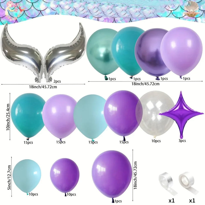 102Pcs Mermaid Balloon Wreath Arch Kit For Wedding Engagements Birthdays Anniversaries - Indoor And Outdoor Party Decorations
