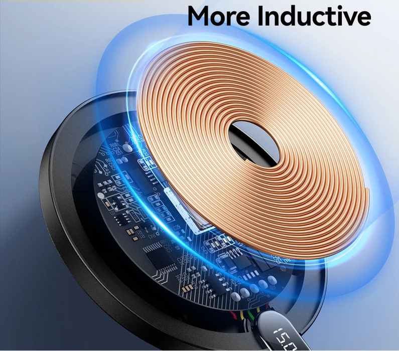 15W Wireless Charger Led Digital Display Fast Wireless Charging Pad For Iphone 16 15 14 Pro Max Samsung 23 Xiaomi Huawei