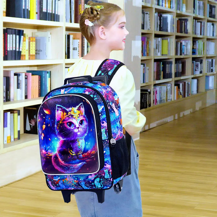 3 Piece Girls Rolling Backpack Set With Lunch Bag