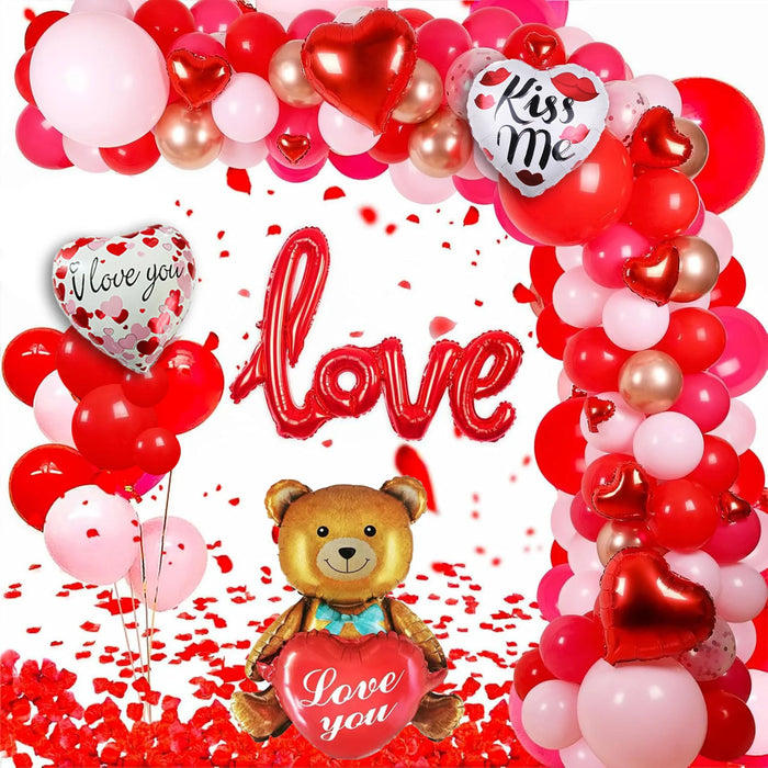 40 / 59 / 60 / 121 / 126Pcs Teddy Bear Red Heart Party Balloon Set Suitable For Valentine'S Day Mother'S Day Wedding Party Decoration
