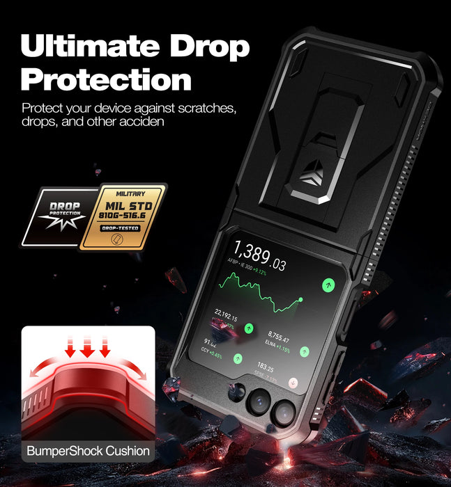 For Samsung Galaxy Z Flip 5 5G 2023 Belt Clip Rugged Shockproof Bumper Protective Holster Case With Foldable Kickstand