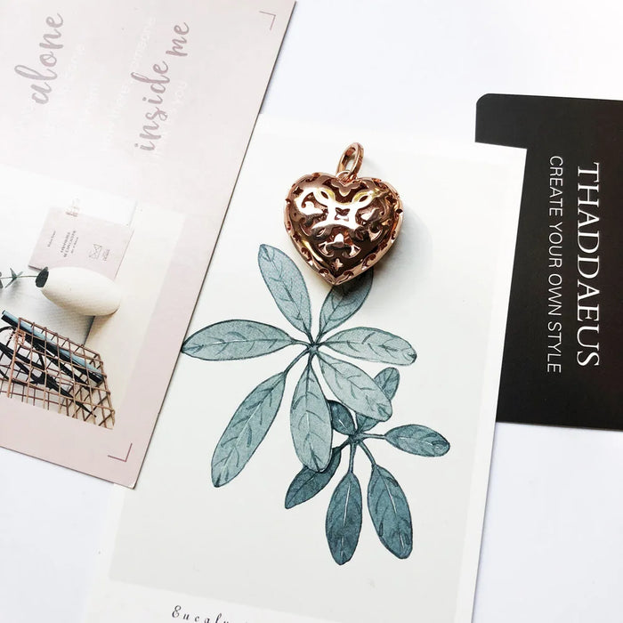 925 Sterling Silver Romantic Rose Gold Heart Locket Pendant For Women