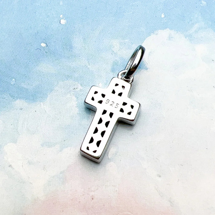 925 Sterling Silver Black Stone Cross Pendant Fine Jewelry Gift For Women