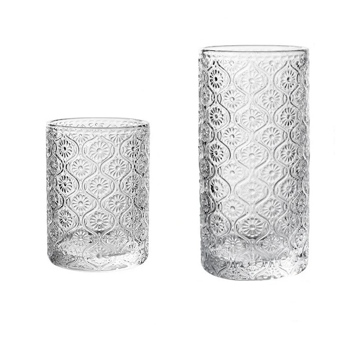 Carved Glass Latte Cup For Restaurants & Coffee Simple Design