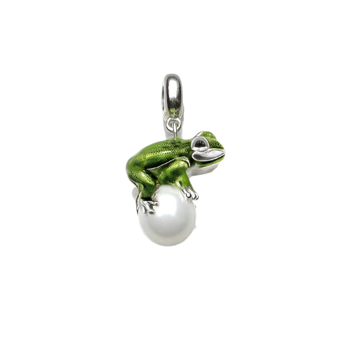 925 Sterling Silver Frog & Pearl Winter Pendant Fashion Jewelry Gift For Women & Men
