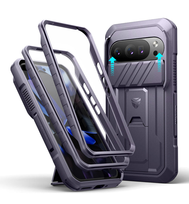 For Google Pixel 10 / 10 Pro Rugged Bumper Shockproof Case With Slide Camera Case And Built-In Screen Protector Kickstand