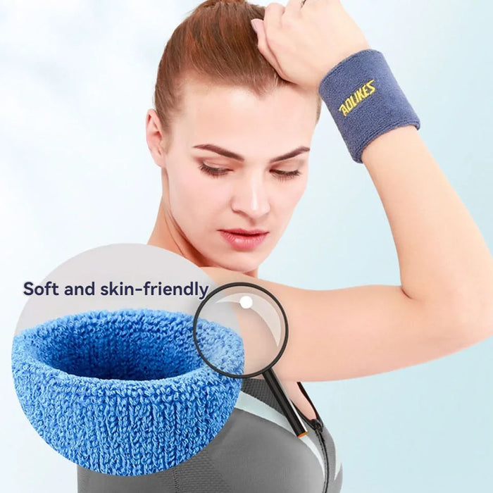 Pair of Moisture Wicking Sports Wristbands For Men & Women Tennis Basketball Running