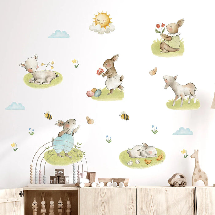 Adorable Rabbit Wall Decals For Kids Room Decor