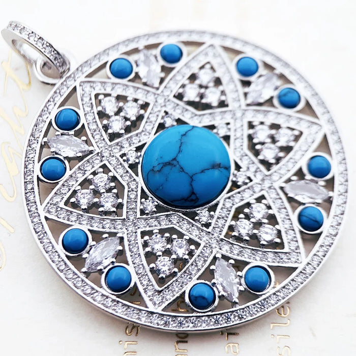 925 Sterling Silver Blue Ornament Pendant Fashion Jewelry For Women