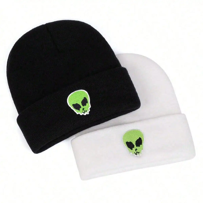 Alien Embroidery Beanie Unisex Winter Knit Hat For Hip Hop Style