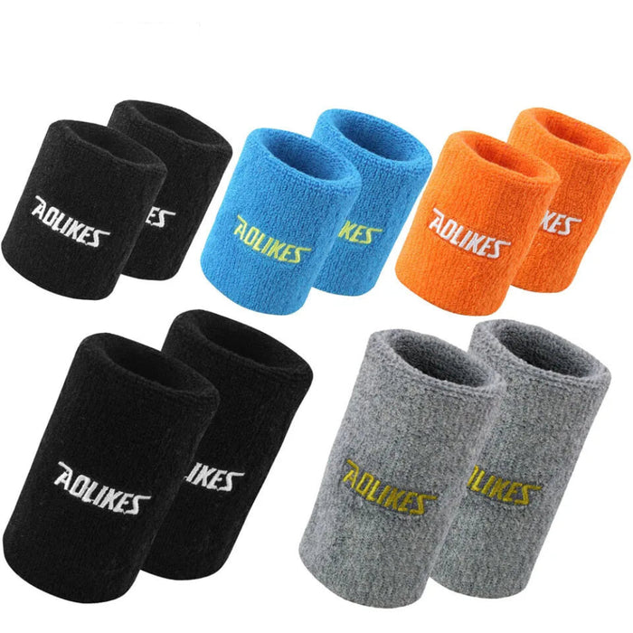 Pair of Moisture Wicking Sports Wristbands For Men & Women Tennis Basketball Running
