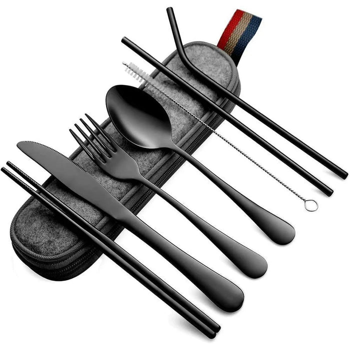 8 Piece Portable Cutlery Set For Outdoor Picnics Travel And Students