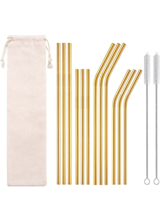12 Piece Portable Stainless Steel Straws Set