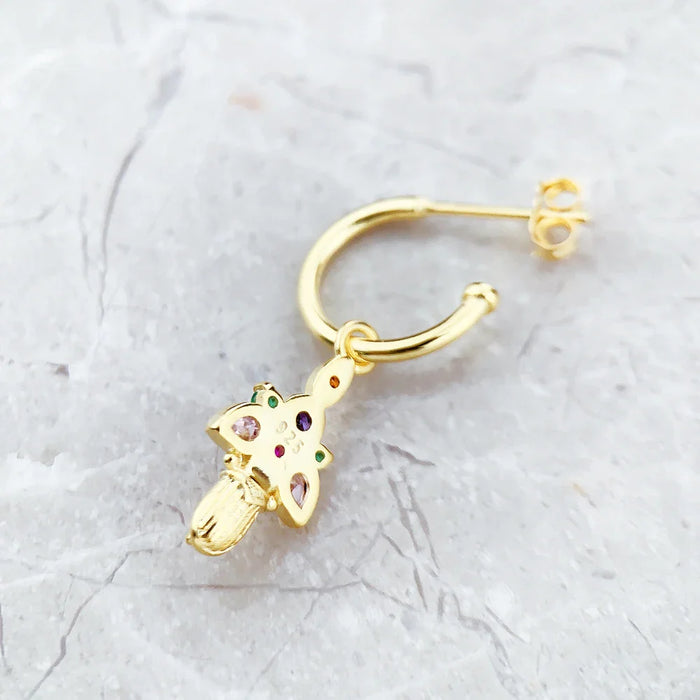 925 Sterling Silver Golden Scarab Beetle Hoop Earrings