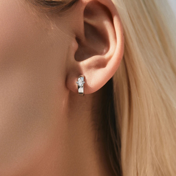 925 Sterling Silver Moissanite Hoop Earrings: Lab Diamond
