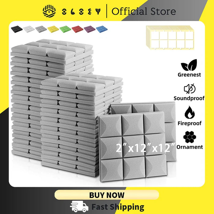 6 / 12 / 24 Pack Soundproof Acoustic Foam Panels For Music Studio Home Insulation Door Wall Decals