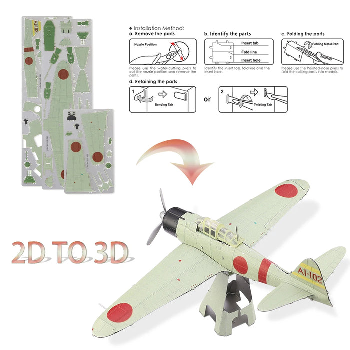 3D Metal Plane Puzzle Kit For Teens Brain Teaser Jigsaw Toy Set