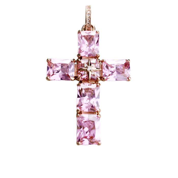 925 Sterling Silver H & Crafted Filigree Star Cross Pendant Gift For Women