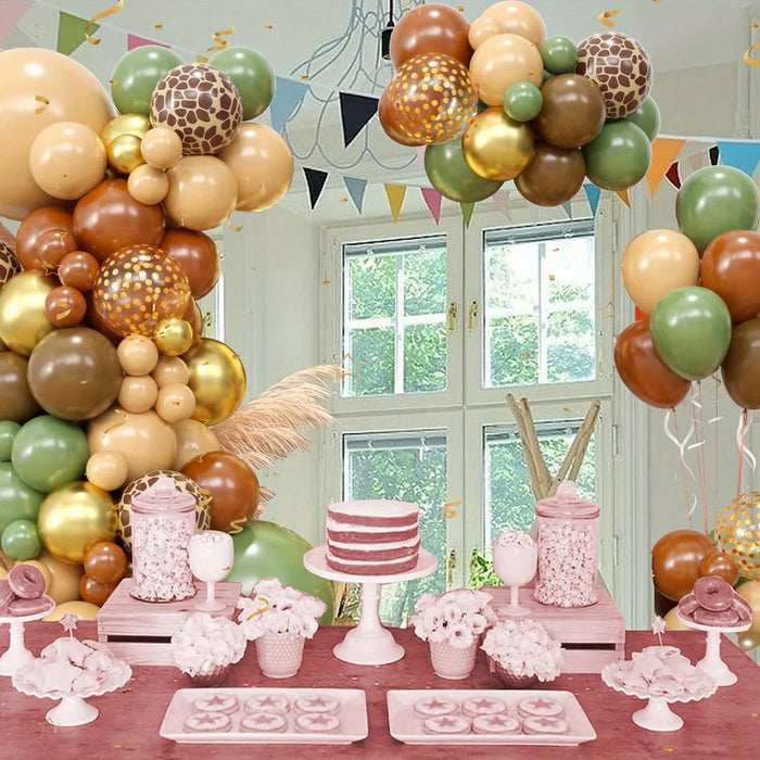 116 Pcs Brown Jungle Balloon Garland Set Suitable For Decorations For Birthday Parties Event Celebrations And Other Scenes