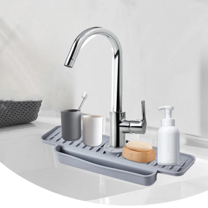 Silicone Kitchen Sink Splash Guard And Draining Mat Keep Countertops Dry