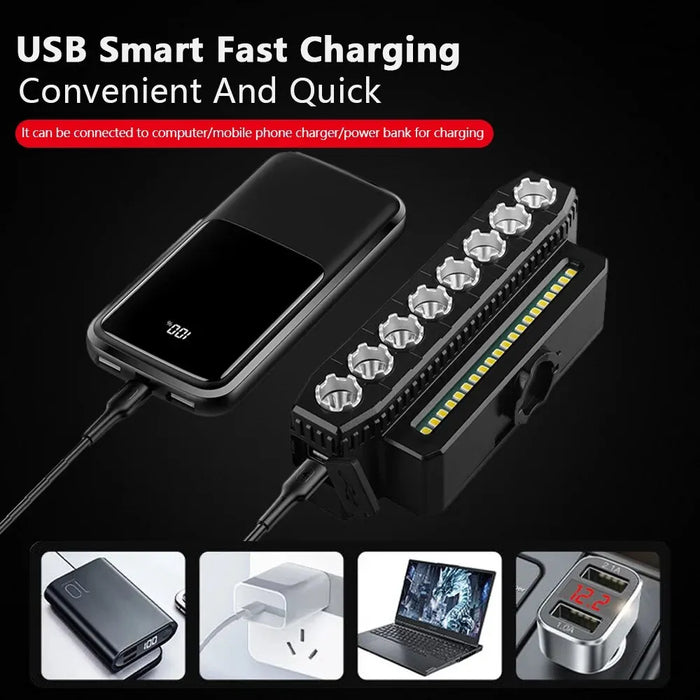 Usb Rechargeable Bike Light With Horn 6 Modes