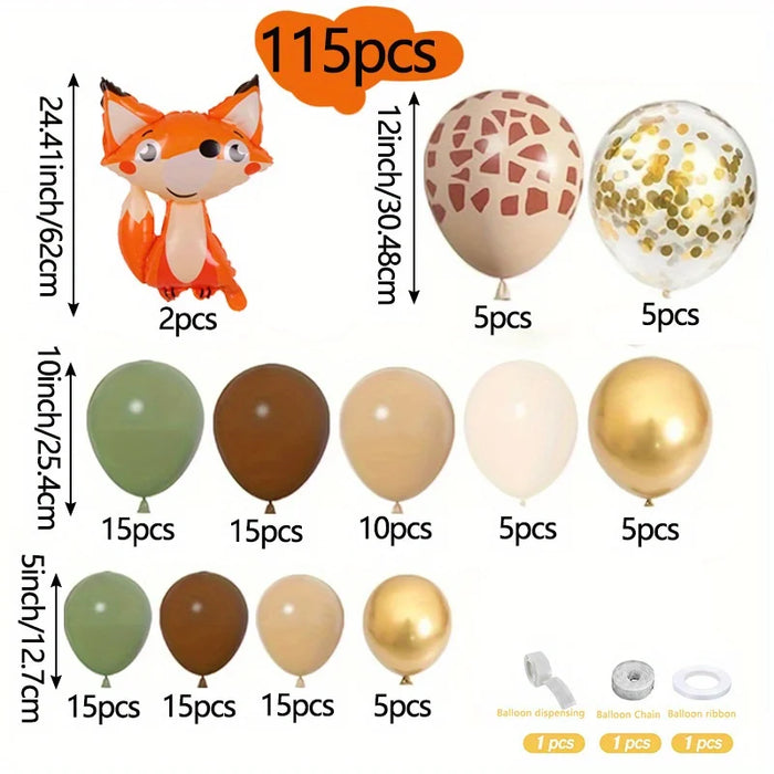 115Pcs Forest Animal Themed Balloon Garland Arch Set Suitable For Themed Birthday Party Wedding Anniversary Party Decorations